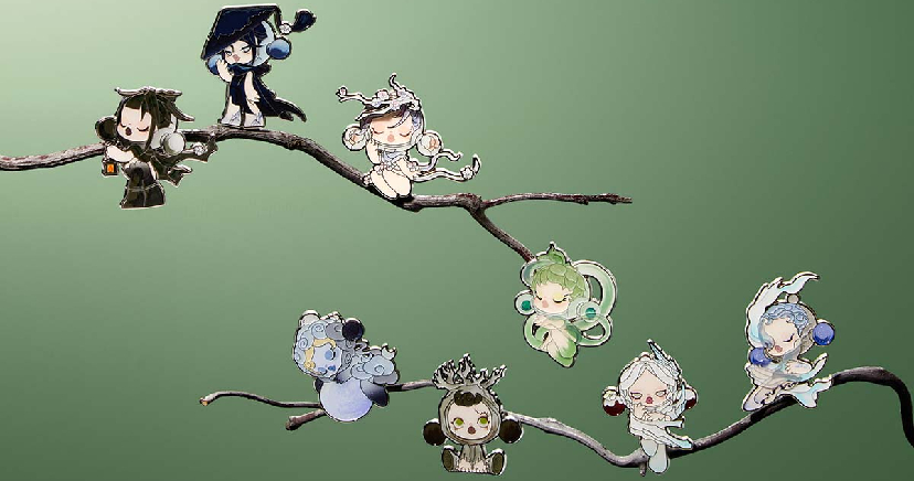 SKULLPANDA The Ink Plum Blossom Series Badge